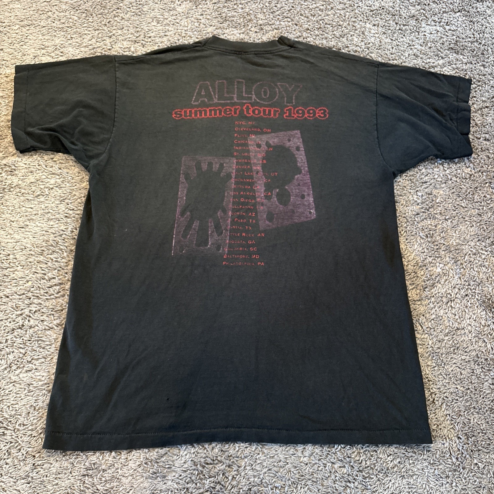 Alloy Vintage Single Stitch 1993 Rock Band T-Shirt Tee Shirt Sz Xl Tour Faded